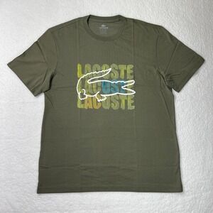 Lacoste Logo T-Shirt Cotton Short‎ Sleeve Olive Green Men's US Size 2XL VTG NWT